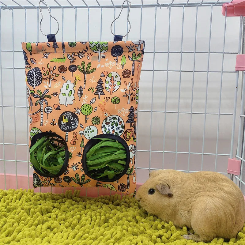 Hanging Hay Bag with hooks guinea Bunny 