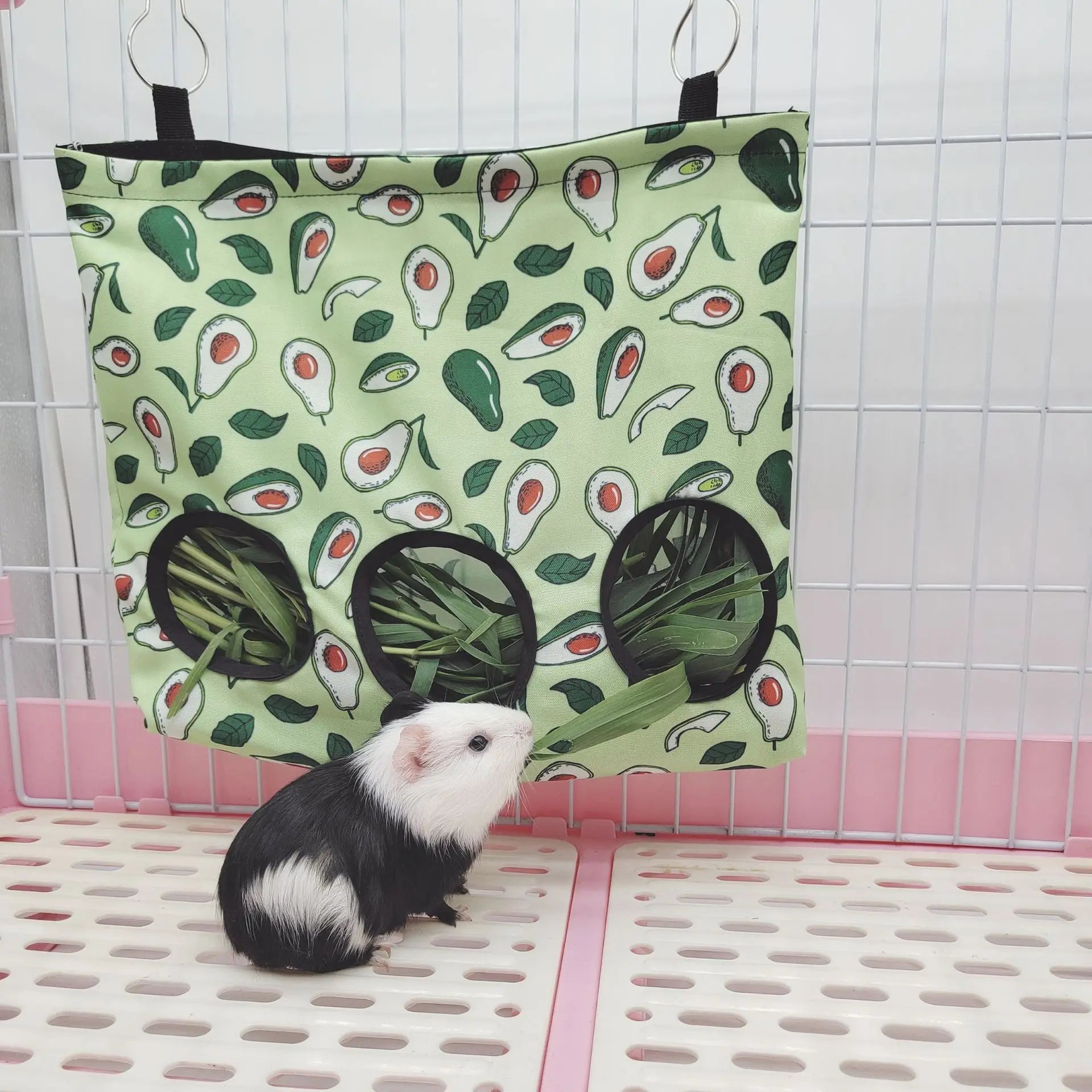 Hanging Hay Bag with hooks guinea Bunny 