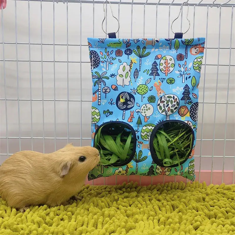 Hanging Hay Bag with hooks guinea Bunny 