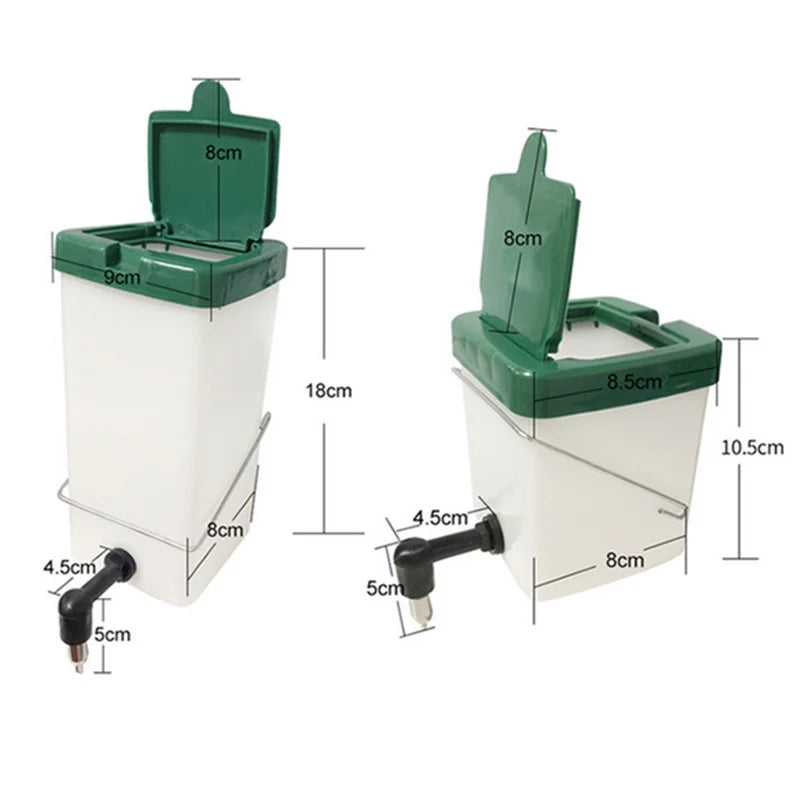 1L Plastic Rabbit Drinking water container with measurements and green lid