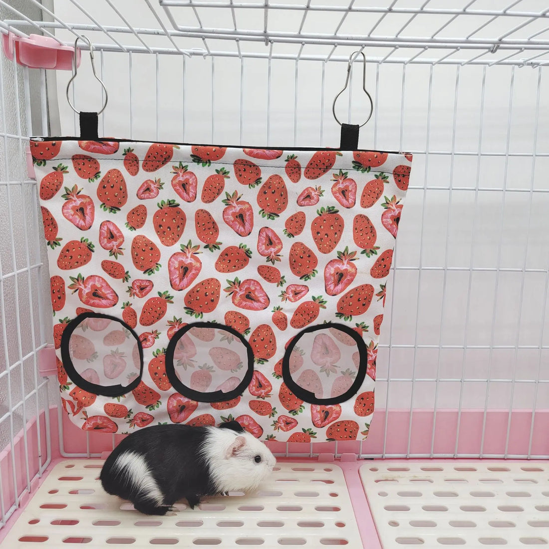 Hanging Hay Bag with hooks guinea Bunny 