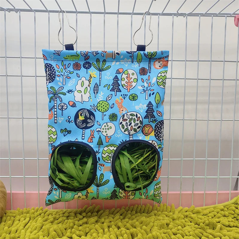 Hanging Hay Bag with hooks guinea Bunny 