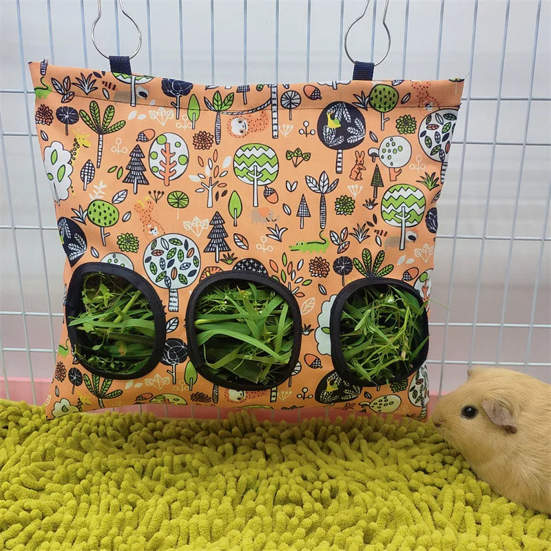 Hanging Hay Bag with hooks guinea Bunny 