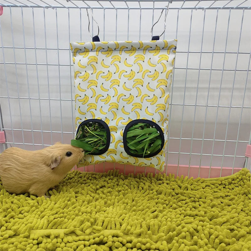 Hanging Hay Bag with hooks guinea Bunny 