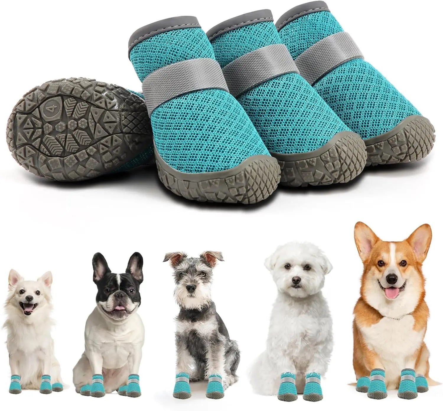 4pcs set Pet Dog Shoes Summer