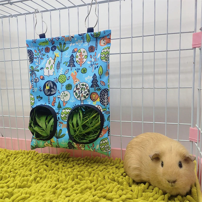 Hanging Hay Bag with hooks guinea Bunny 