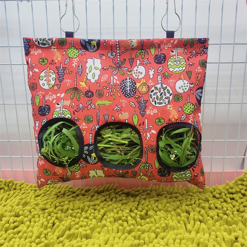 Hanging Hay Bag with hooks guinea Bunny 
