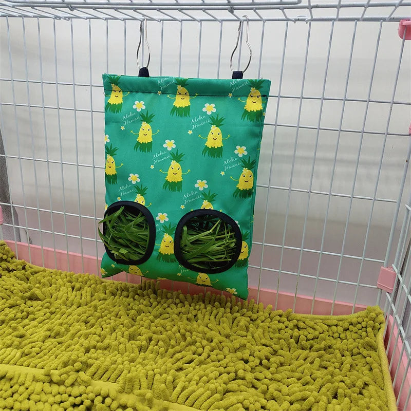 Hanging Hay Bag with hooks guinea Bunny 