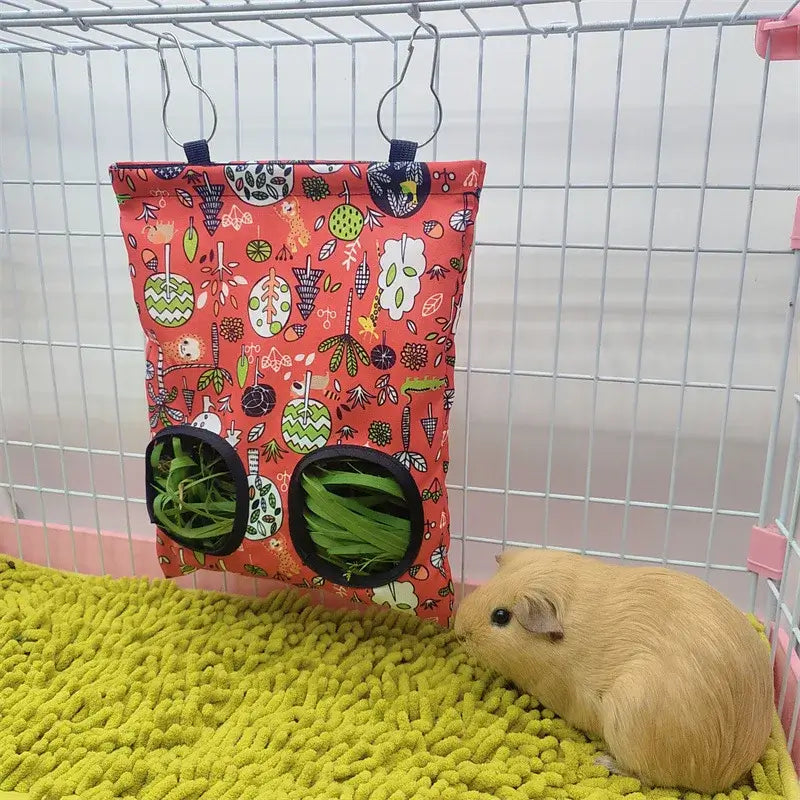 Hanging Hay Bag with hooks guinea Bunny 