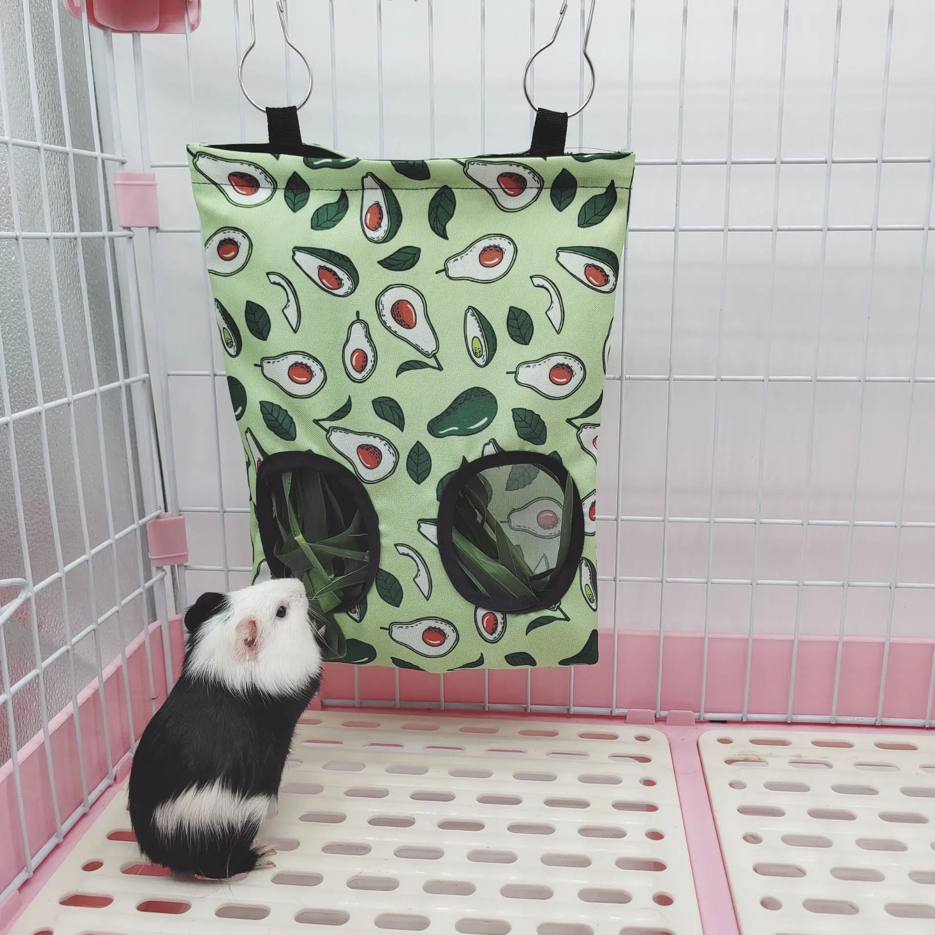 Hanging Hay Bag with hooks guinea Bunny 