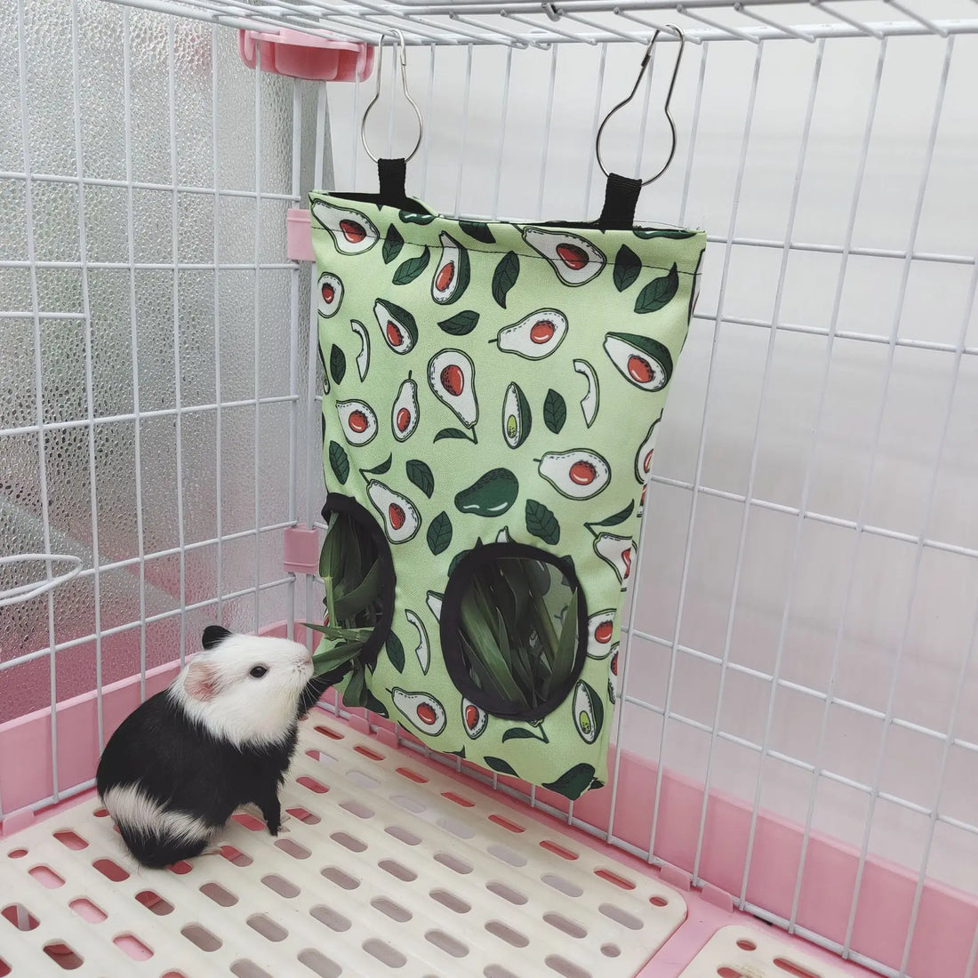 Hanging Hay Bag with hooks guinea Bunny 