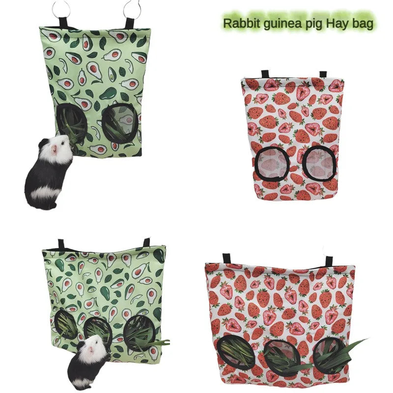 Hanging Hay Bag with hooks guinea Bunny 