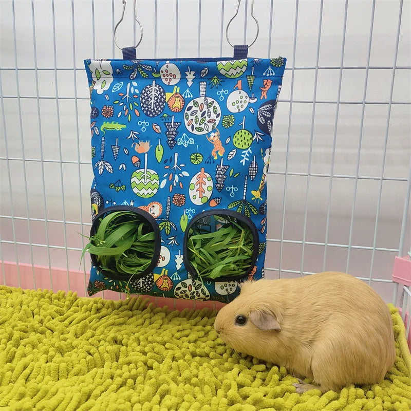 Hanging Hay Bag with hooks guinea Bunny 