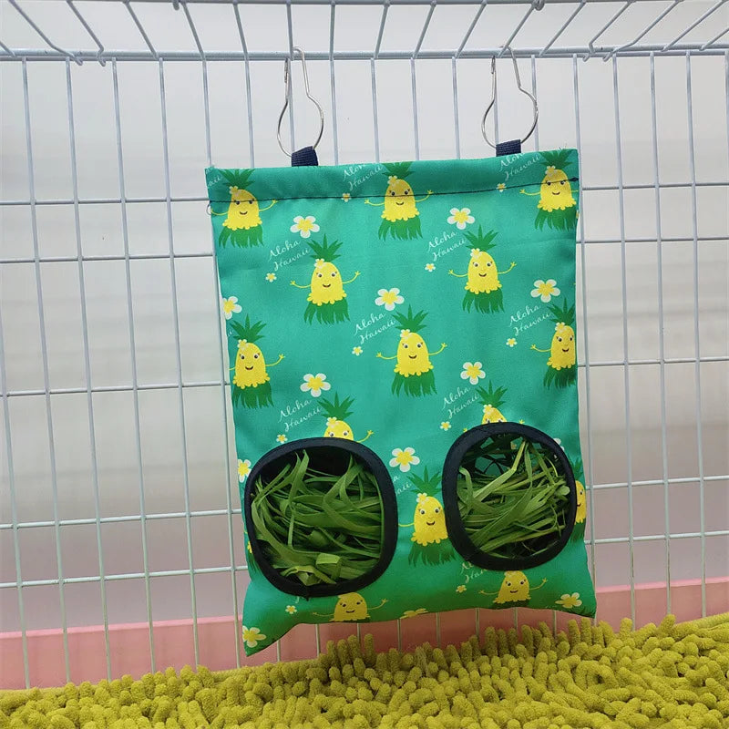 Hanging Hay Bag with hooks guinea Bunny 