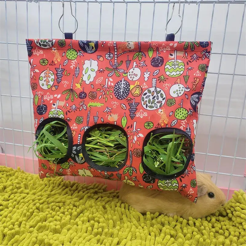 Hanging Hay Bag with hooks guinea Bunny 