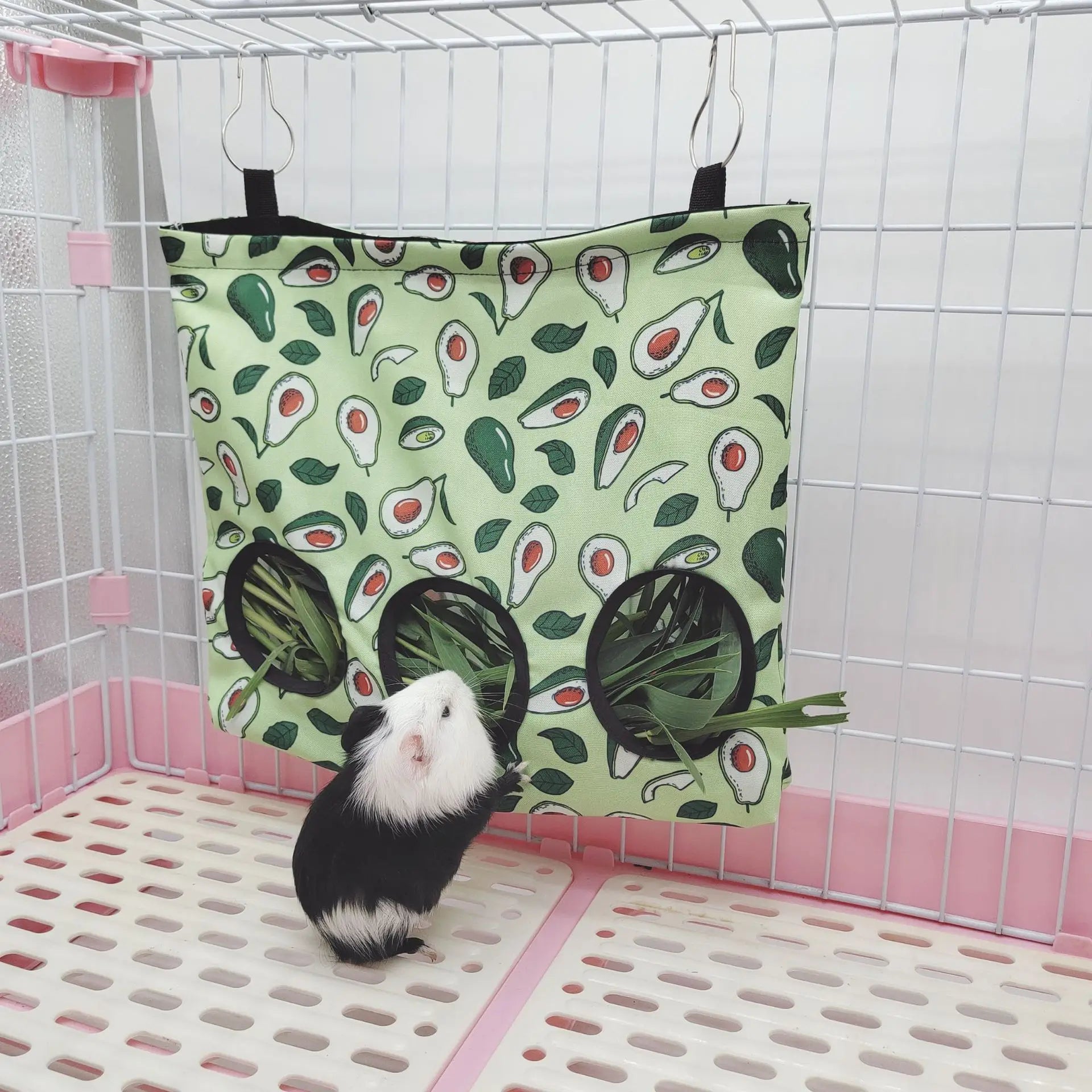 Hanging Hay Bag with hooks guinea Bunny 