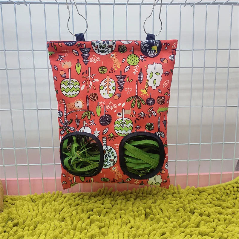 Hanging Hay Bag with hooks guinea Bunny 
